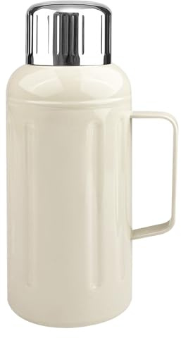 Amdoticknpf Botella Termica 1500ml, Vaso Térmico, Botella Agua Acero Inoxidable, Termo para Mate con Taza, Termo de Viaje Sin BPA, Doble Pared, para Adultos, Deporte, Oficina, Escuela (Blanco)