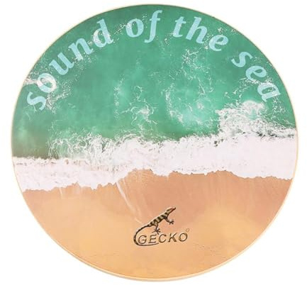 Lawnoval GECKO Tragbare Sea Wave Drum 3 Soundeffekte Cajon mit Aufbewahrungstasche, Braun oder Grün, 37 x 37 x 1,8 cm