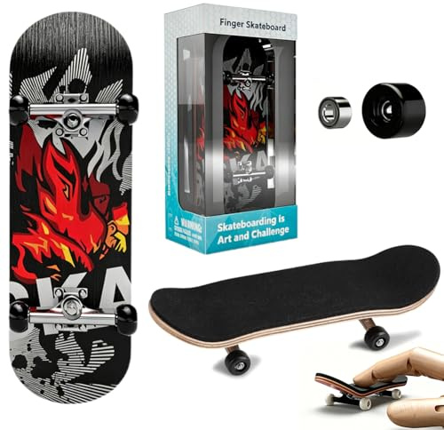 Danbghyuo Mini Finger Skateboards,Kreatives Fingerboard,Professionelle Fingerskateboard,Ahornplatte mit Kugellagerrollen,für Skateboarding Enthusiasten(Weiß,Personen ab 14 Jahren) (Schwarz Rot)