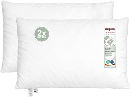 beties - Publik - 2erSet Kopfkissen 50x80 cm Federkissen – 1100 g – formstabiles Bettkissen – Schlafkissen – waschbares Inlett