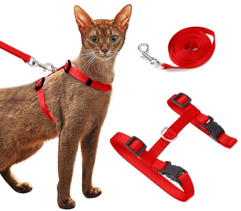 PETCUTE 2 Stücke katzengeschirr mit Leine ausbruchsicher Katzengeschirr und Leine Einstellbarer