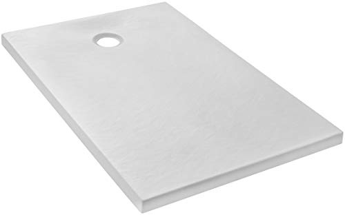 Jacob Delafon - Receveur de Douche Extra-Plat IPSO - 100x80x3,5 cm - Fabrication Française - Matériaux Recyclés - Sans Ressaut - Antidérapant & Antifongique - Texture Pierre, Blanc Mat - E62302-WPM