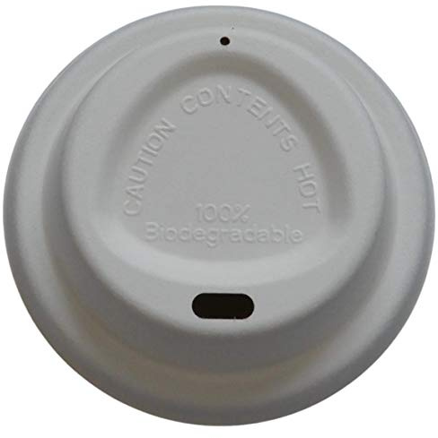 Pack of 100 Disposable 100% Biodegradable Eco-Friendly Bagasse White Coffee Cup Sip Lids - to Fit 8oz or 12oz-16oz Paper Coffee Cups (Small to Fit 8oz Cups)