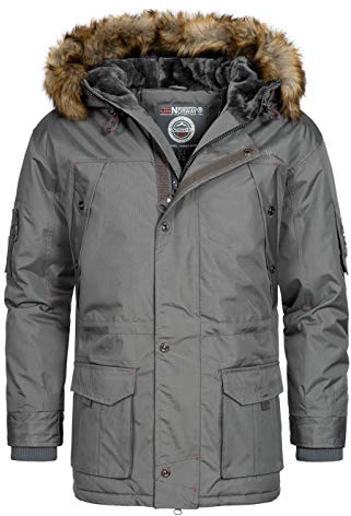 Geographical Norway Abiosaure Men Distribrands - Veste Chaude Homme Impermeable - Manteau Epais Capuche Fourrure Outdoor - Blouson Coupe Vent Hiver Doublure Exterieur