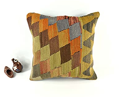 kelim kissen 40x40 cm handgefertigt kelim kissenbezug orientalische kissen kopfkissen viereckig dekorative bohemian kissenhülle dekokissen sofakissen zierkissen code A2495