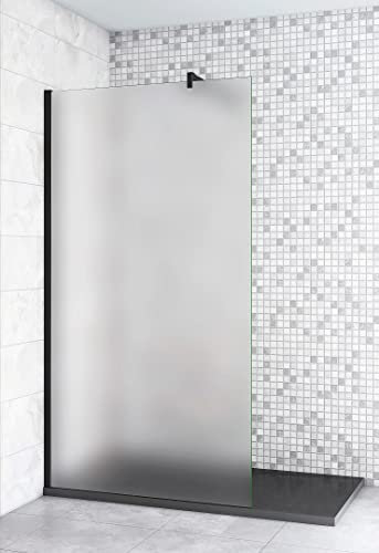 Aica Sanitär Walk in Dusche 110cm Duschabtrennung Walkin Duschwand 10mm Nano Milchglas H200cm