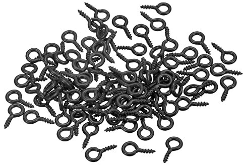 sourcing map 200Pcs Small Screw Eye Pins Hooks Mini Eyelets Screws Threaded, 5x10x1.2mm Self Tapping Screw for Jewelry Making Findings DIY Crafts, Black