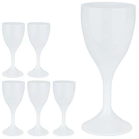 Relaxdays Weingläser Kunststoff, 6er Set, bruchfest & BPA-frei, 250 ml, Mehrweg Weißweingläser, Camping Weinkelche, weiß | 250 ml, Mehrweg Weißweingläser, Camping Weinkelche