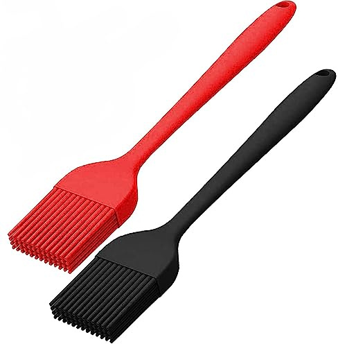 Pennello in silicone, set da 2 pennelli da forno (21 cm), in silicone, per cucina, barbecue, per alimenti e senza BPA