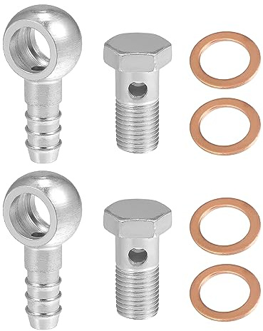 A ABSOPRO Hohlschraube M16x1,5 Für Bremse 12mm Außendurchmesser | Farbe Silber, Material Metall, Für Motorrad Bremssystem, Gewindegröße M14x1,5, Mit Unterlegscheiben, Adaptergröße 48x24mm