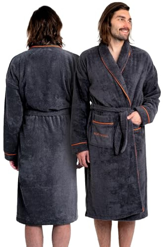 ELEVAVIDA Herren Bademantel aus kuscheliger Baumwolle - extra weich und bequem - Größe S/M/L/XL/XXL - Frottee Sauna Bademantel - OEKO-TEX zertifiziert