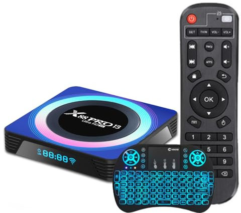 CHROX Android TV Box 13.0, X88 PRO 13 4GB RAM 128GB ROM RK3528 Quad-Core 64Bit Cortex-A53, Smart TV Box Supports 2.4G/5G Dual-Band Wifi BT 5.0 USB 3.0 LAN with Wireless Mini Keyboard,4GB+32GB