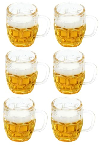 ibasenice 6 Pièces Bière Simulée Mini Tasses à Bière Tasses De Maison Chope à Bière Oktoberfest Verre Chopes à Bière Miniatures Petite Tasse Mini Tasses à Boire Suite Boissons D601 Résine