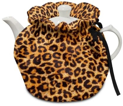 Jeiento Brown Leopard Print Tea Cosy Insulated Kettle Cover Stylish Washable Dust Cover for Teapots Coffee Pot Keep Warm