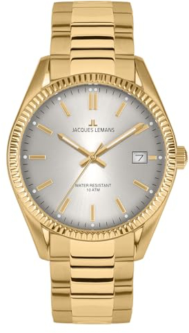 JACQUES LEMANS Herren-Armbanduhr Derby Goldfarben/Grau 50-3N