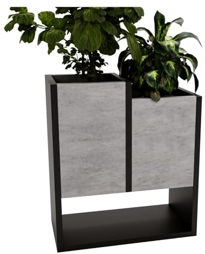 CraftPAK Blumenständer für Innen | Pflanzenständer aus hochwertigem Holzwerkstoff H50 x L44 x B22,6 cm | Blumenkasten/Blumenständer ohne Einsatz | Pflanzenkasten/Pflanzkübel - Betonmuster