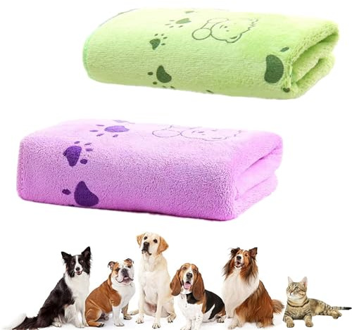 bangminda 2 Piezas Toallas para Perros Toallas de Baño para Perros Toallas de Microfibra Absorbente de Secado Rápido para Perros Toalla de Perro Mediano Grande 140 x 71 cm (Verde y Morado)