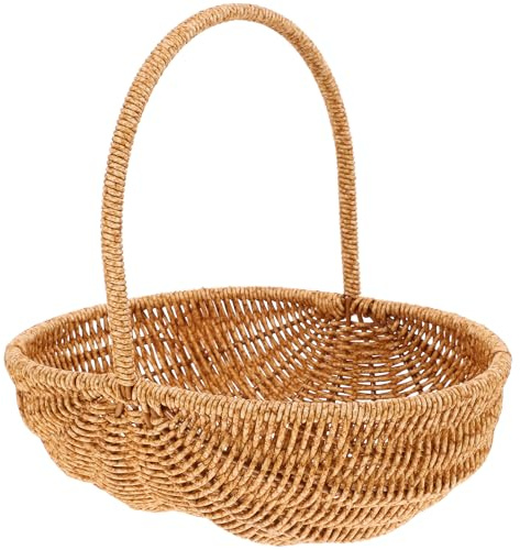 INOOMP Kleiner Weidenkorb Mit Griff Handgeflochtener Erntekorb Blumenkorb Aus Weide Geschenkkorb Für Picknick Obst Ostern Süßigkeitenkorb Für Hochzeit Party Dekoration 27 Cm