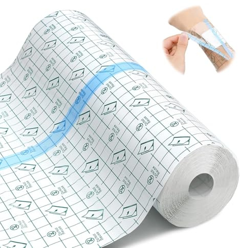 Cerotto impermeabile trasparente, 15 cm x 5 m, impermeabile per doccia, secondo skin, impermeabile, fissatore, cerotto elasticizzato, nastro adesivo medico, anallergico, per sport