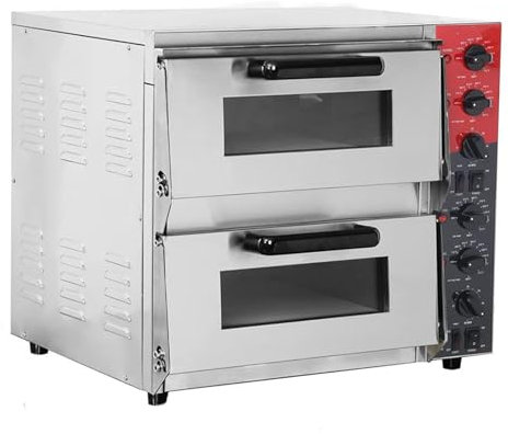 Llchaensc Forno Elettrico per Pizza da Banco Commerciale A Due Piani da 16 Pollici con Pietra per Pizza, Forno per Pizza Multiuso per Interni per Uso in Ristoranti
