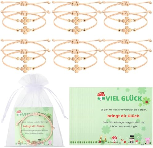 Kasyat 4 Sets Glücksbringer Armband Schulabschluss Geschenk Karte für Frauen Abschlussgeschenk Souvenir Glücksgeschenk