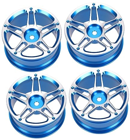 COSMEVIVI 4 Stück 1:10 Autozubehör Aluminiumlegierung Blaue 1,9 Zoll Felgen für Rc Kletterwagen mit Hoher Verschleiß und Stoßfestigkeit