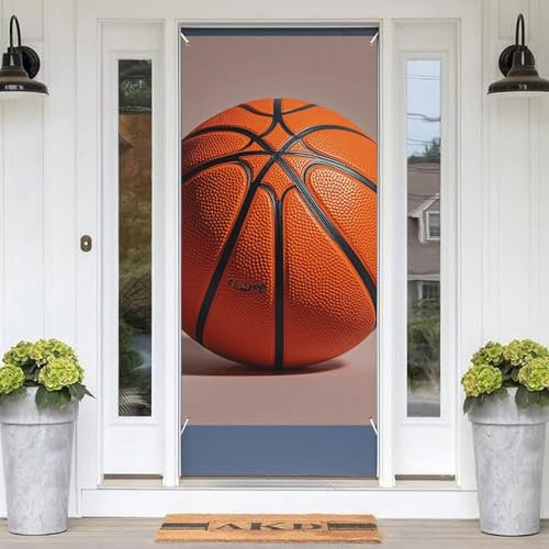 Hanging Banner for Front Door Basketball Orange Door Cover Decoration Welcome Door Banner Porch Sign Hanging Wall Decoration Background Banner for Yard Garden Porch Lawn