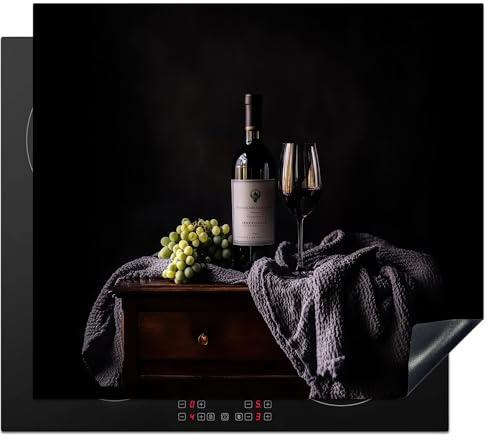 KitchenYeah© Protector Vitroceramica Tapa para induccion Placa Encimera | 60x52 cm - Cubre de Protectora Cocina Uvas - Vino - Tinto - Mesa