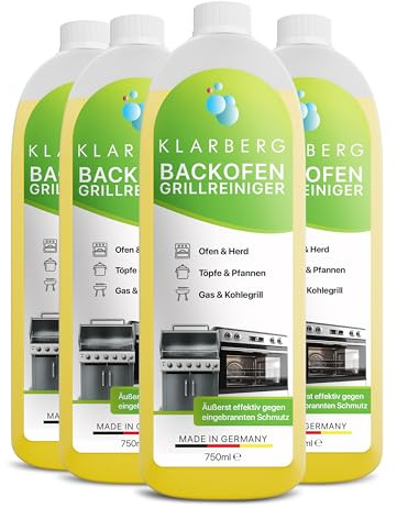 KLARBERG 3 L Backofenreiniger & Grillreiniger für Ofen Rost und Blech | Löst eingebranntes Fett und Verkrustungen. Haftet als Gel an senkrechten Flächen. Für Grillrost Backblech und Kaminscheibe.