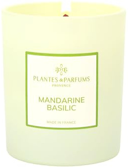 Bougie Parfumée Mandarine Basilic 180g – Cire de Soja 100% Végétale – Fabriquée en France – Mèche Coton – Senteur Agrumes & Jasmin – + de 90% d’ingrédients d’origine naturelle – 40h de Diffusion