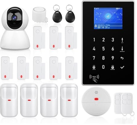 NGBFF Sistema Allarme Casa, gsm Smart Alarm gsm di Allarme di Sicurezza Domestica Kit Antifurto Wireless con Sensore di Movimento,per la Sicurezza Domestica