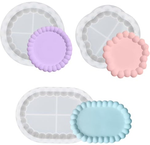 Silikonform Tablett 3 Stück, Gießformen Untersetzer, Epoxidharz Silikonformen, Resin Formen, Gipsformen Betonformen für Untersetzer Tablett DIY Bastelprojekte Heimdekoration