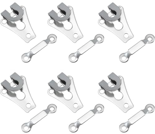 YEDJFFIYO 6Sets Trouser Fasteners Hook and Bar, Silver Hook and Eye Fastenings, Sew on Eye Fastener Closures for Repairing Trousers, Sewing, Dress, Skirts, Arts & Crafts Project
