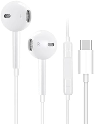 Auriculares USB C para iPhone 15 16 Pro Max16E, auriculares tipo C, micrófono con cable, control de volumen, cancelación de ruido, iPad Pro, Samsung Galaxy S23/S22/S21/S20/Ultra Note 10/20, Google