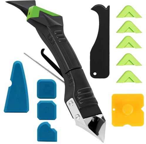 pclapora 5 En 1 Kit De Calfeutrage En Silicone, Enlève Joint à Double Embout, Lisseur Joint Silicone, Multifonction Professionnel, Pour Cuisine, Salle de Bain, Sol, Évier, Fenêtre