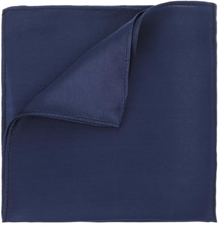 DOPENSPI Pañuelos de bolsillo para hombre, 100 % seda de morera, 35 x 35 cm, preplegados, clásicos, suaves, monocromáticos, azul marino, 35 x 35 cm