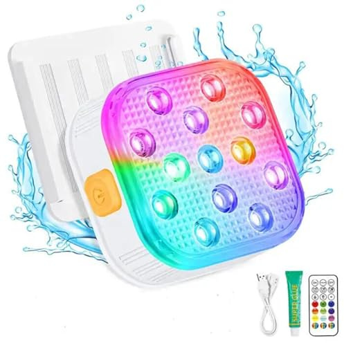TARSHYRY Farbwechsel LED Pool Light IP68 Badewanne Brunnen Licht mit Fernbedienung 16 Farben 6 Dynamische Modi Timer Magnetische Ladung für Schwimmbadbadewannen Gärten Weiß 2 (4 Packungen)