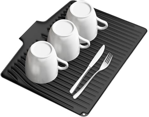 Alfombrilla Secaplatos - Base de Silicona para Escurrir,Protector Antideslizante y Térmico para Encimera Cocina Baño Dormitorio Salon Apartamento Uso Diario