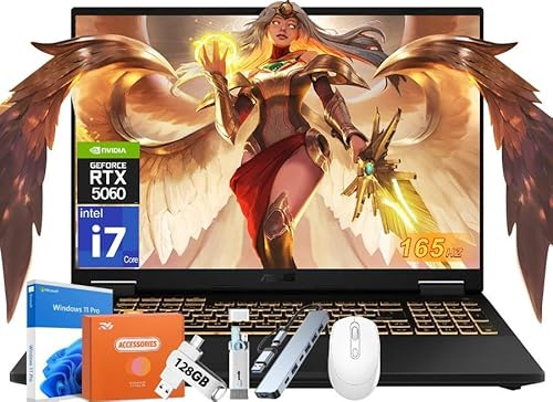 ASUS TUF F16 Gaming Laptop, NVIDIA RTX 5060 (Beat 4070), 16 FHD+ 2K 165Hz Display, 14th Gen Intel Core i7-14650HX, 64 GB DDR5 RAM, 4 TB SSD, Win 11 Pro, RGB Backlit Keyboard, Facial Recognition