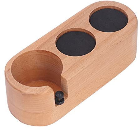 ZAWELIYO Wood Tamper Station, 54-58 MM Coffee Tamper Holder, Coffee Machine Accessories, Wooden Base 3 Hole Holder for 58mm Portafilters, Wood Non Slip Stable Tamping