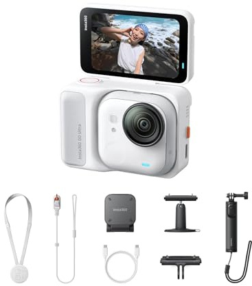 Insta360 GO Ultra Arctic White Creator Bundle inc Mini 2-in-1 Tripod 2.0, Quick Release Mount & Pivot Stand
