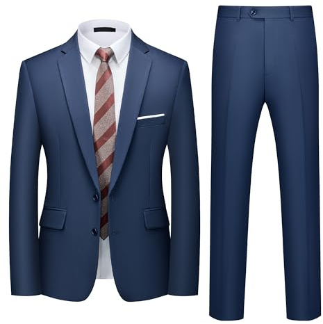 Traje Hombre 2 Piezas Slim Fit 2 Botones Boda Oficina Chaqueta Pantalón | Traje de 2 piezas elegante y cómodo para hombre, ideal para oficina, reuniones de negocios, bodas, ceremonias y eventos