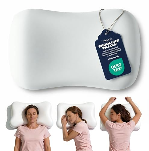 ERGOLUXE Oreiller Cervical Ergonomique Anti-Douleur, Mémoire de Forme