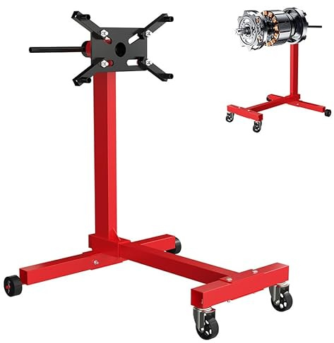 AufuN Soporte para motor de 450 kg, soporte para motor y soporte para engranajes giratorio 360°, elevador de motor de acero macizo, 4 ruedas con rodamiento de bolas, soporte estable para motor para