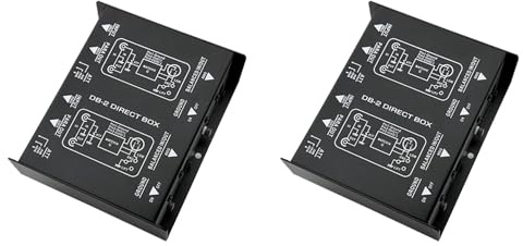 Akfldms 2X Caja DI Profesional DB2 de 2 Canales para Audio, Convertidor de Audio Activo para Guitarra y Bajo.