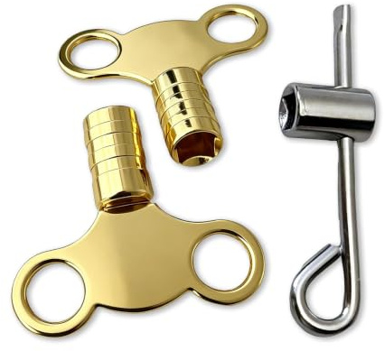 Radiator Bleed Key Set UK,Universal Radiator Valve Key Tools for Bleeding and Venting-Pack of 3 Solid Brass