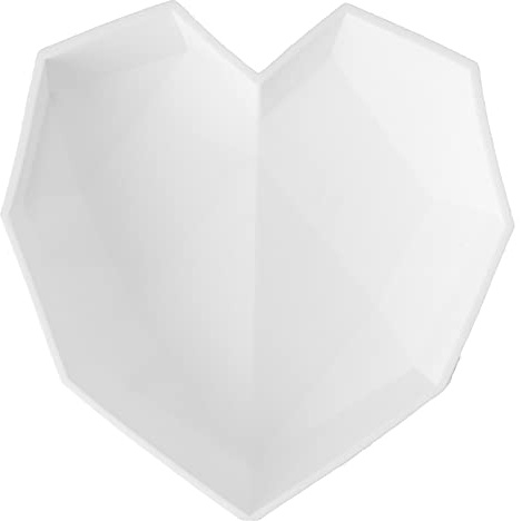 Stampo in Silicone a Forma di Cuore con Diamanti per Dolci Professionali, Perfetto per Torte Mousse da 7 Pollici, Alta qualità, Bianco, 1 unità
