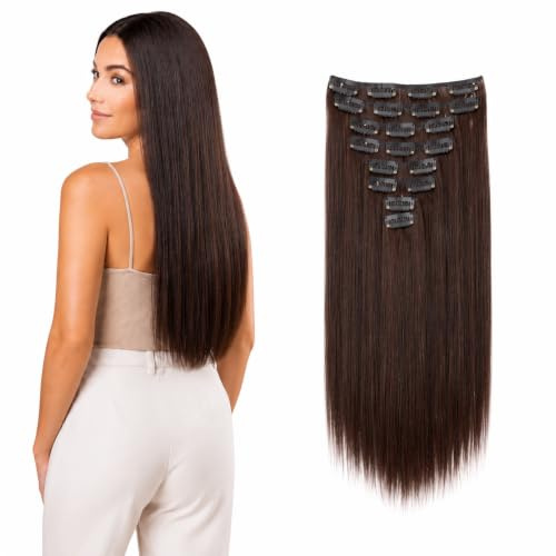 CAISHA XXL 60cm 8er Clip In Extensions Haarteil Dunkelbraun Mix CES23