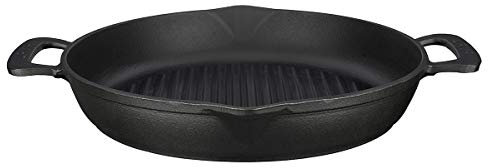Lava Gusseisen runde Grillpfanne, mit Metallgriff, 32cm, schwarz