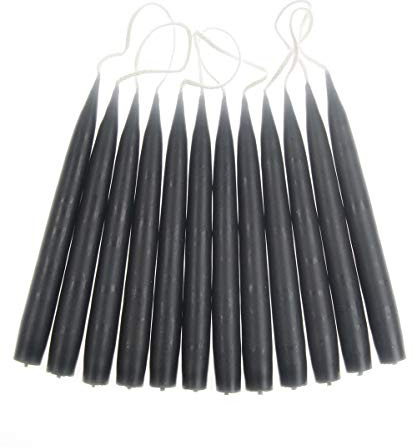hdg Baumkerzen 12er Pack handgefertigte Kerzen aus Dänemark Ø 1,3 cm / 12 cm, Kerzen Farbe: dunkel grau